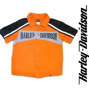 HARLEY DAVIDSON Button Down Front Short Sleeve Collard Child Boys Top Size 4T